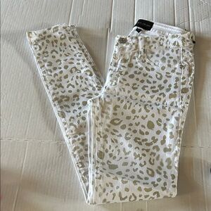 Black Orchid Denim White Leopard Print Skinny Jeans sz 26
